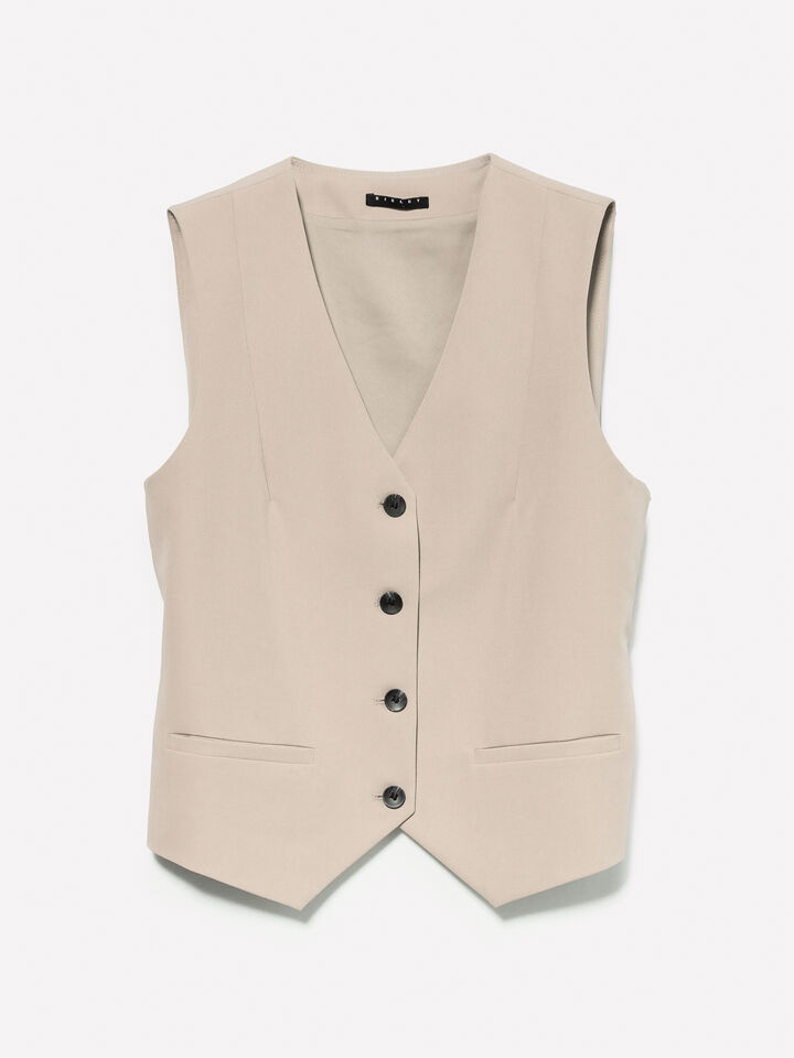 Beige slim fit vest - women's vests and sleeveless jackets - Beige | Sisley image number 5